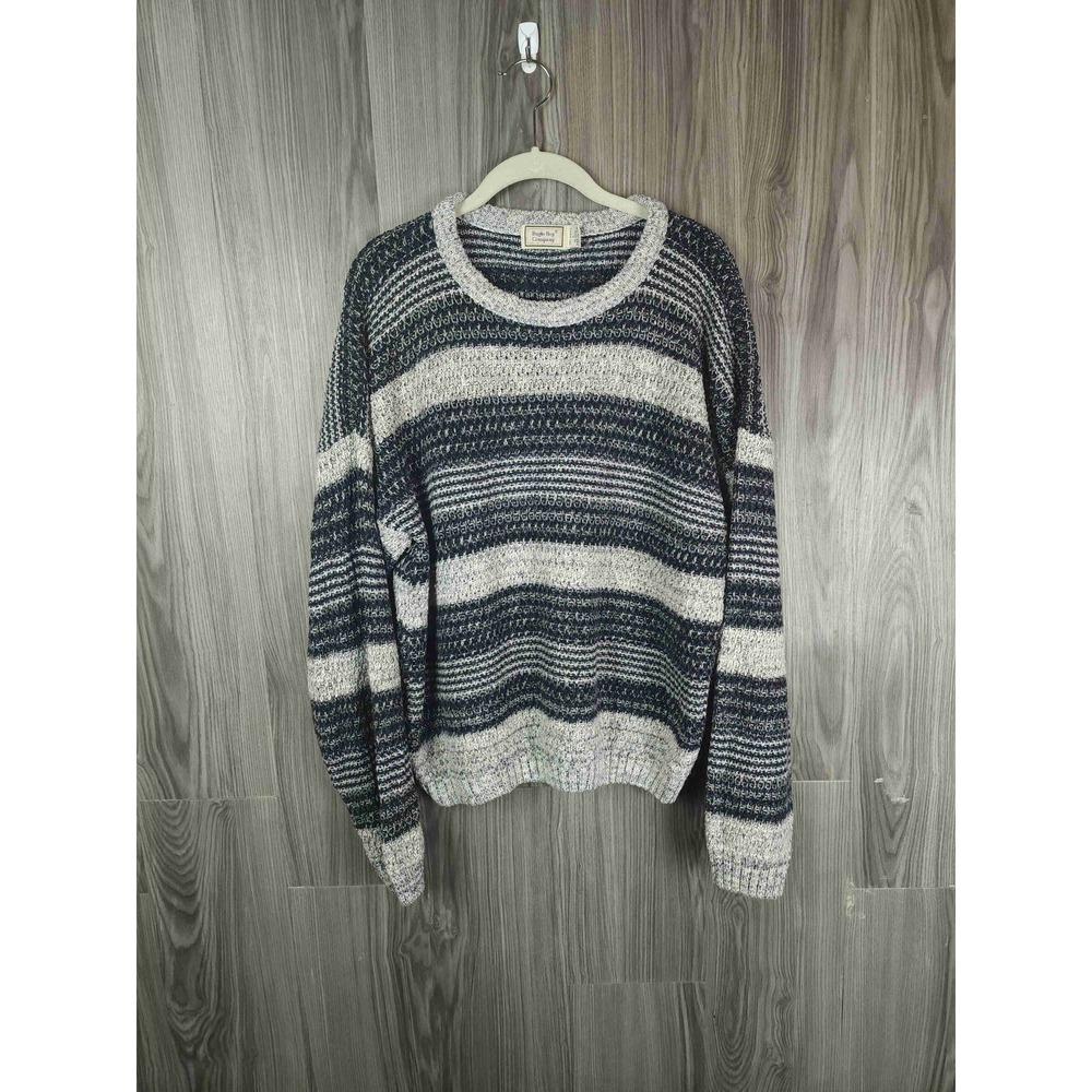 Bugle Boy Vintage Knit Grandpa Dad 90s Sweater Striped Long Sleeve Crew Neck